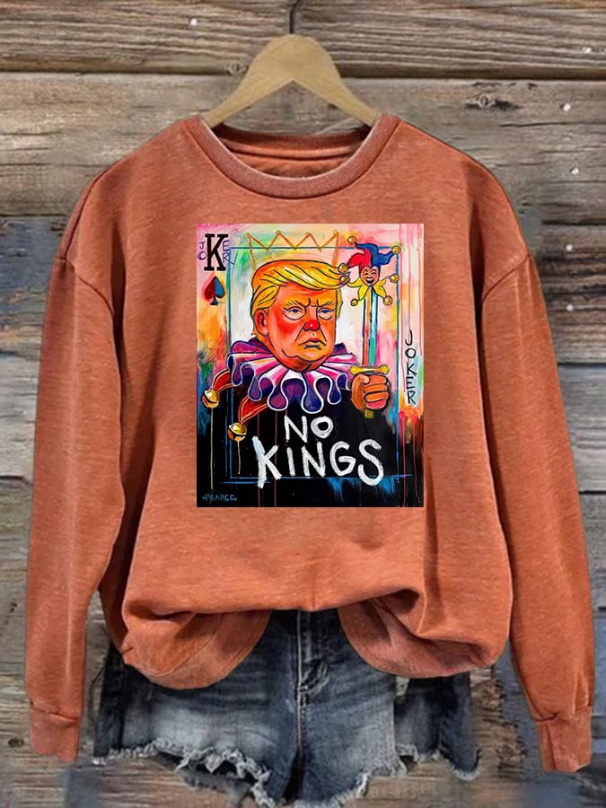 Women's No Kings In America Print Casual Sweatshirt