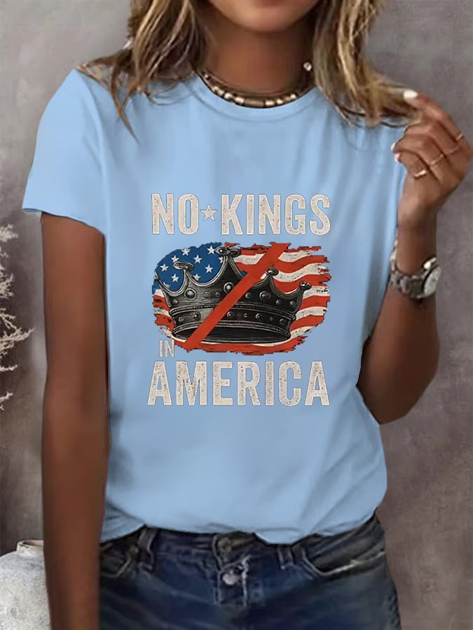 No Kings In America Print T-shirt