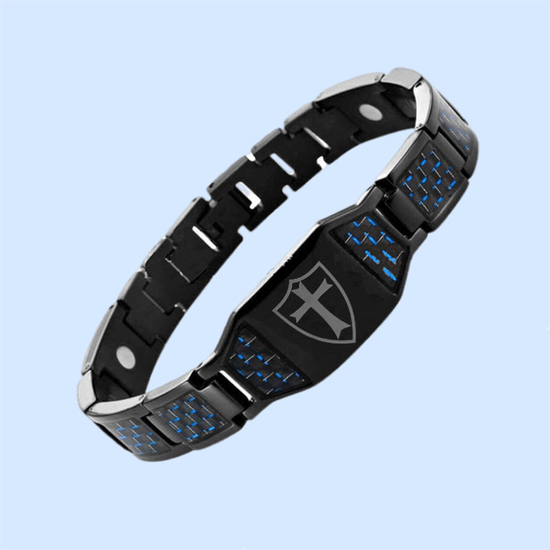 Charcoal fiber men's cross titanium magnet bracelet