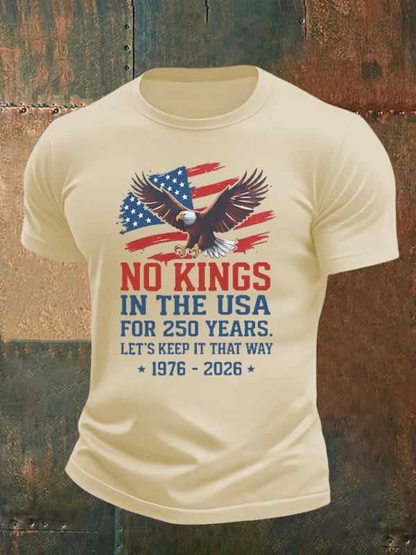 Men's No Kings USA Patriotic Tee ,250 Years of Democracy printed T-shirt