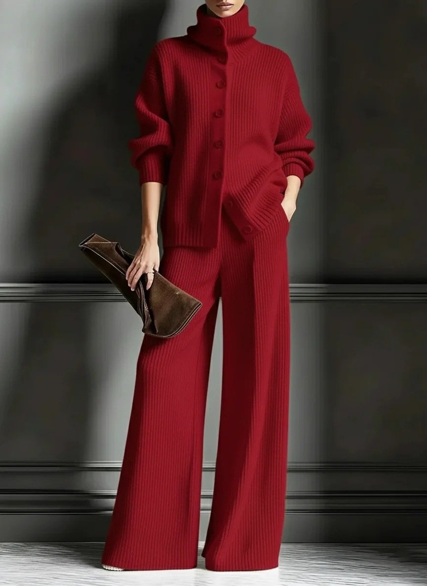 Women's Cozy Cardigan Sweater and Pants Two-Piece Set