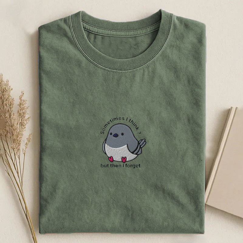 Embroidered Funny Pigeon T-shirt