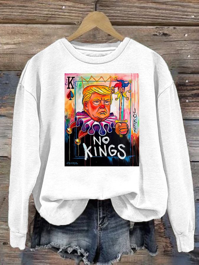 Women's No Kings In America Print Casual Sweatshirt