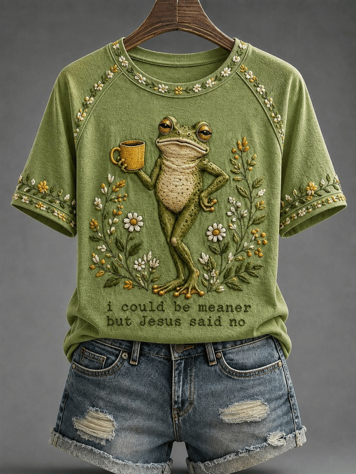 Women's I Could Be Meaner But Jesus Said No Printing T-Shirts