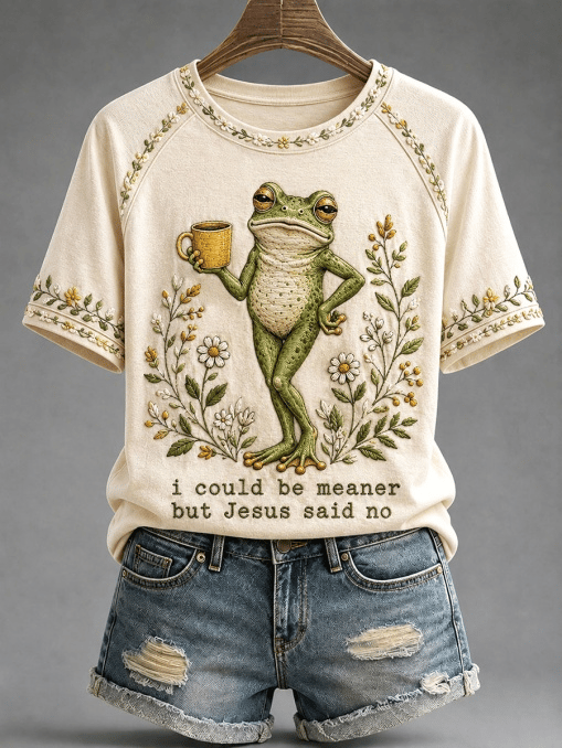 Women's I Could Be Meaner But Jesus Said No Printing T-Shirts