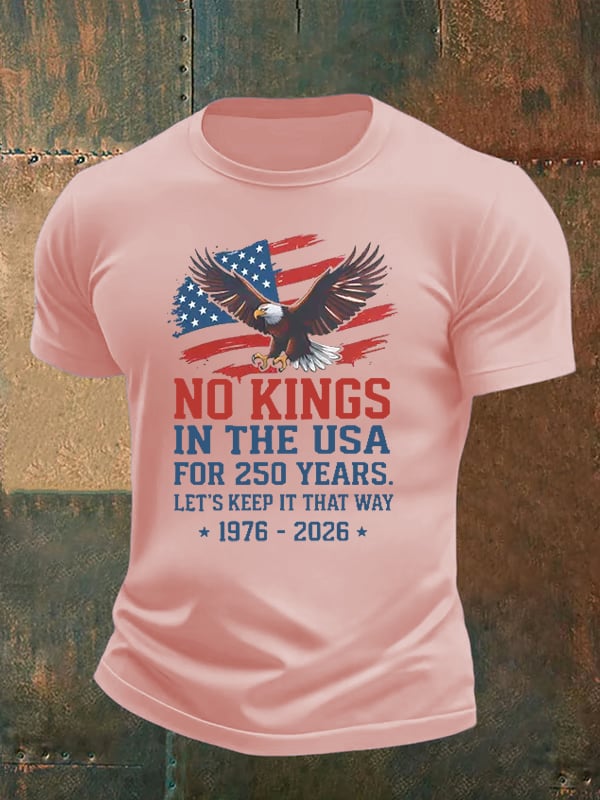 Men's No Kings USA Patriotic Tee ,250 Years of Democracy printed T-shirt