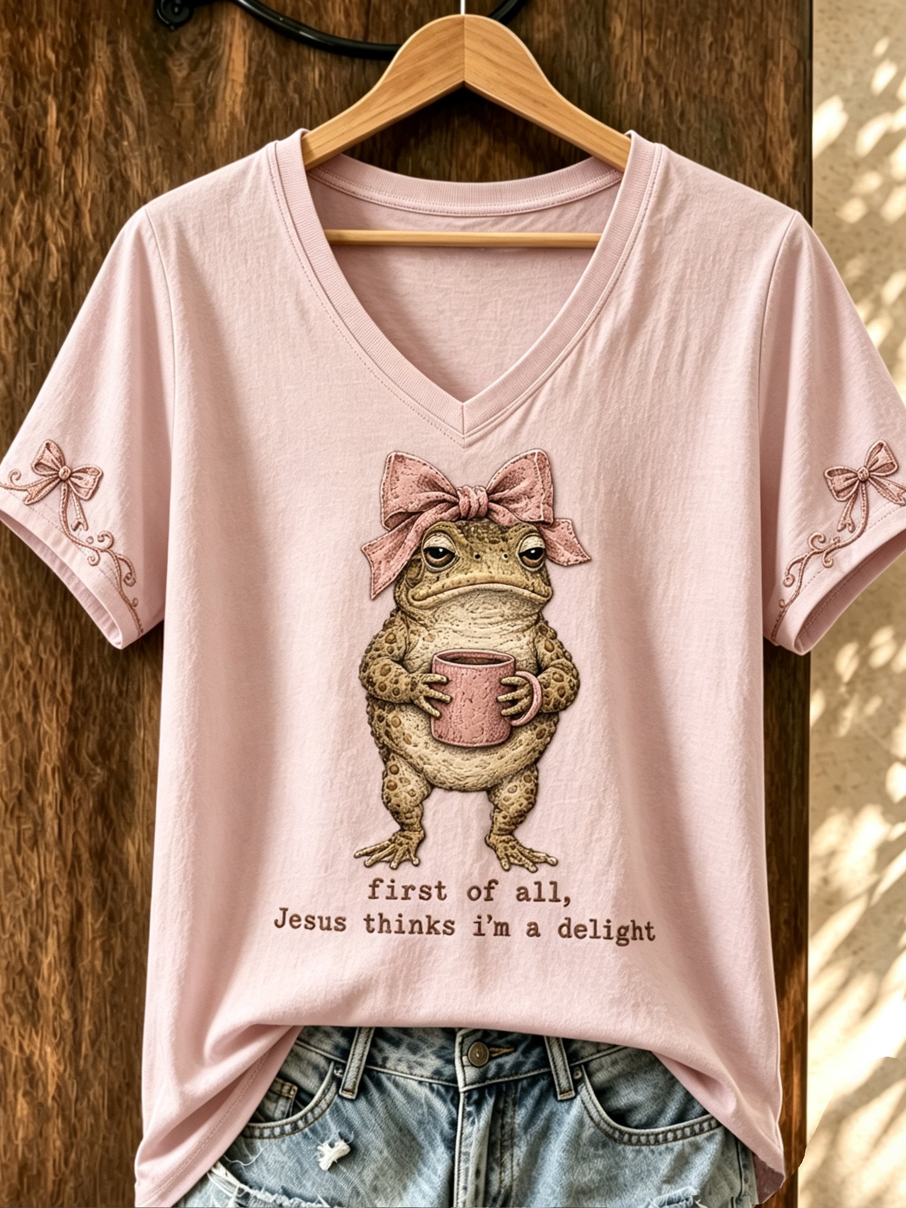 Women's Fun Frog-Print Top