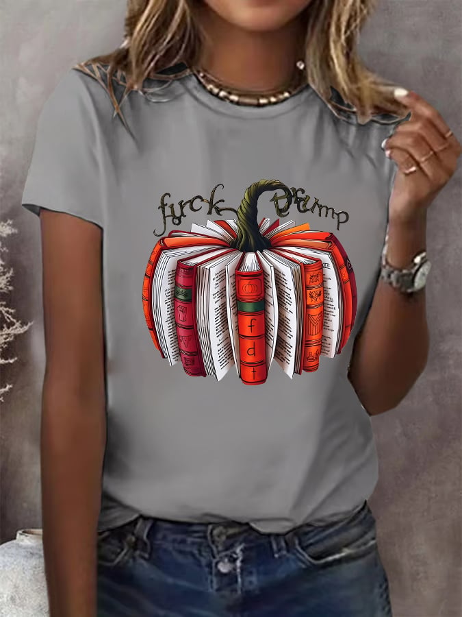 Women's Fall Book Pumpkin DTF transfer - FDT, Fall Aesthetic print T-Shirt