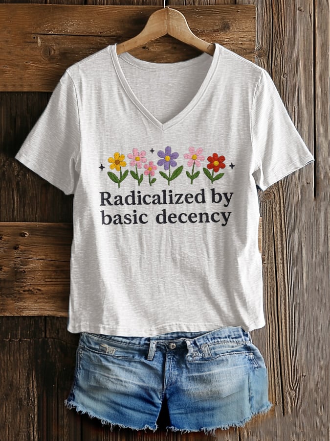 🔥Buy 3 Get 15% Off🔥Women's FDT Print V-Neck T-Shirt