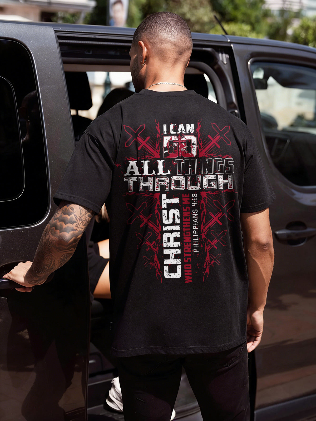 I Can Do All Things Through Christ Who Strengthens Me Philippians 4:13 Printed Men's T-shirt