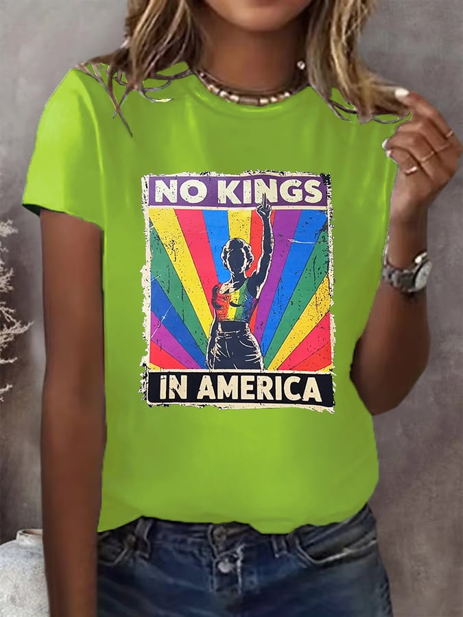 🔥Buy 3 Get 15% Off🔥No Kings In America Print T-shirt