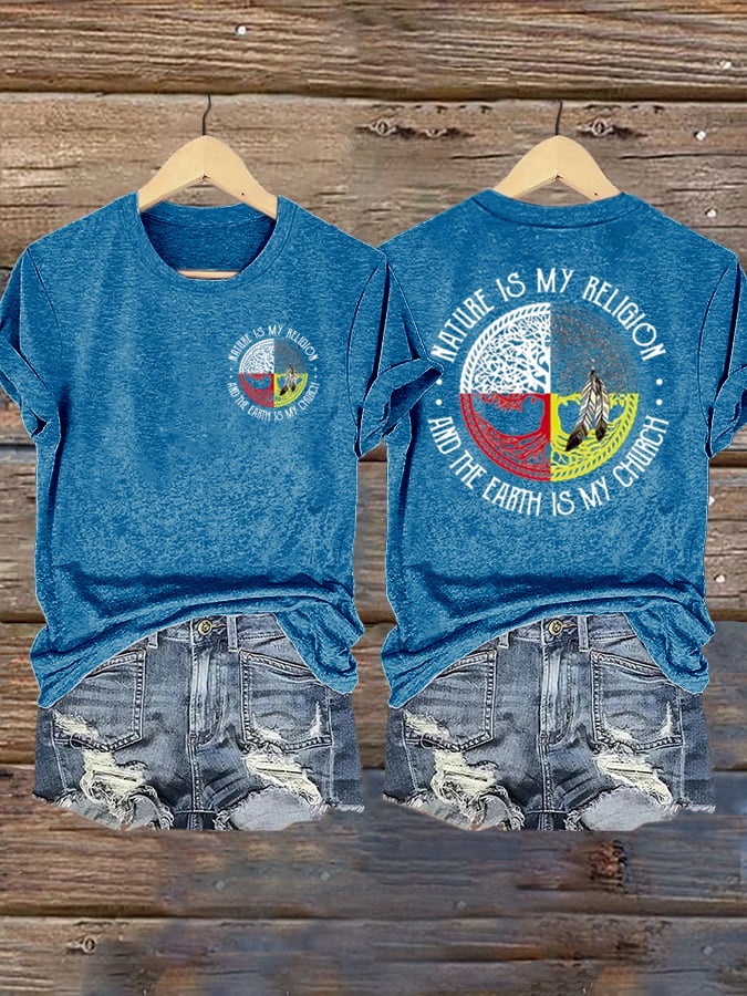 Women's Nature Is My Religion And The Earth Is My Church Print Shirt