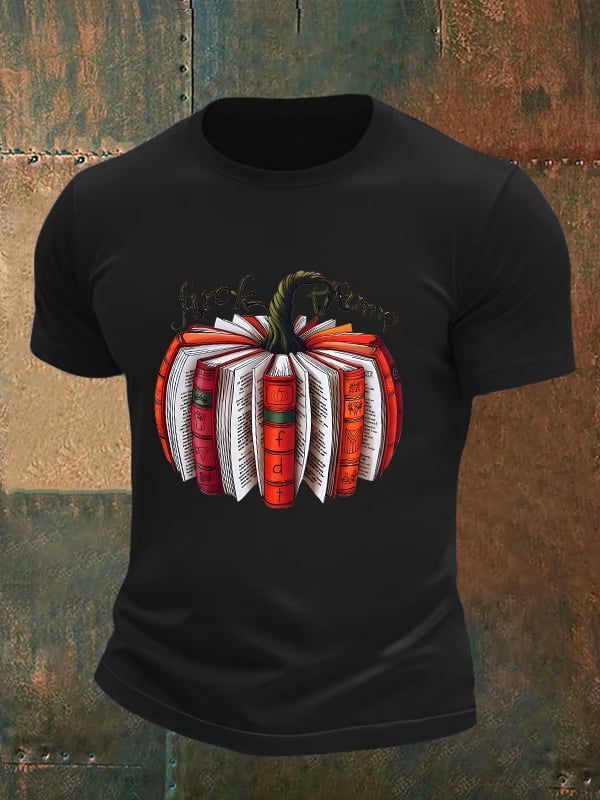 Men's Fall Book Pumpkin DTF transfer - FDT, Fall Aesthetic print T-Shirt