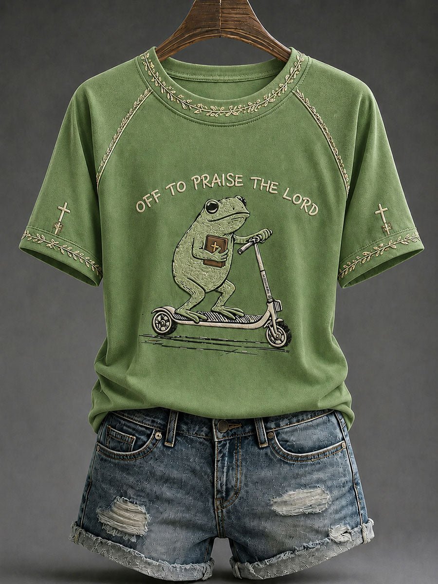 Women's Off To Praise The Lord Printed Casual Tops