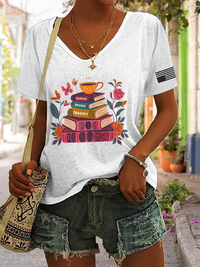 🔥Buy 3 Get 15% Off🔥V-neck Retro Fantasy Drama Tragedy Print T-Shirt