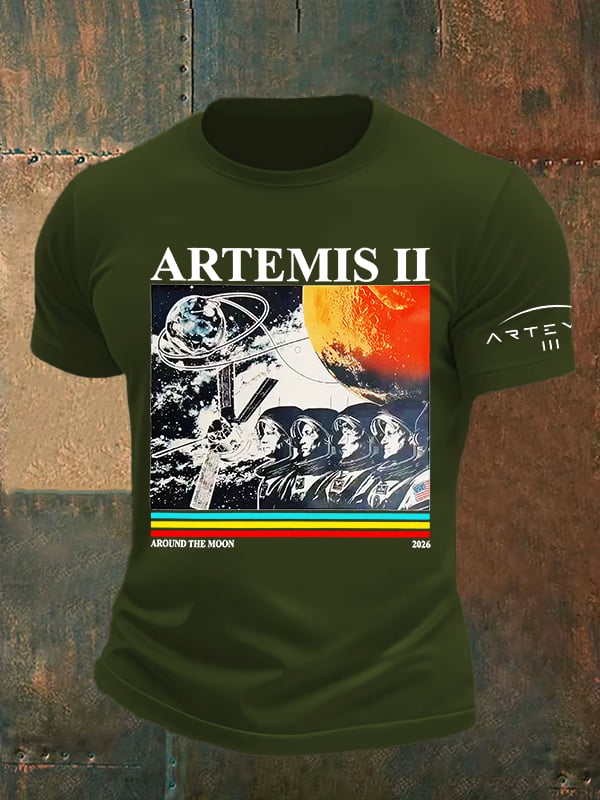 Men's Lunar Landing Character Print T-Shirt