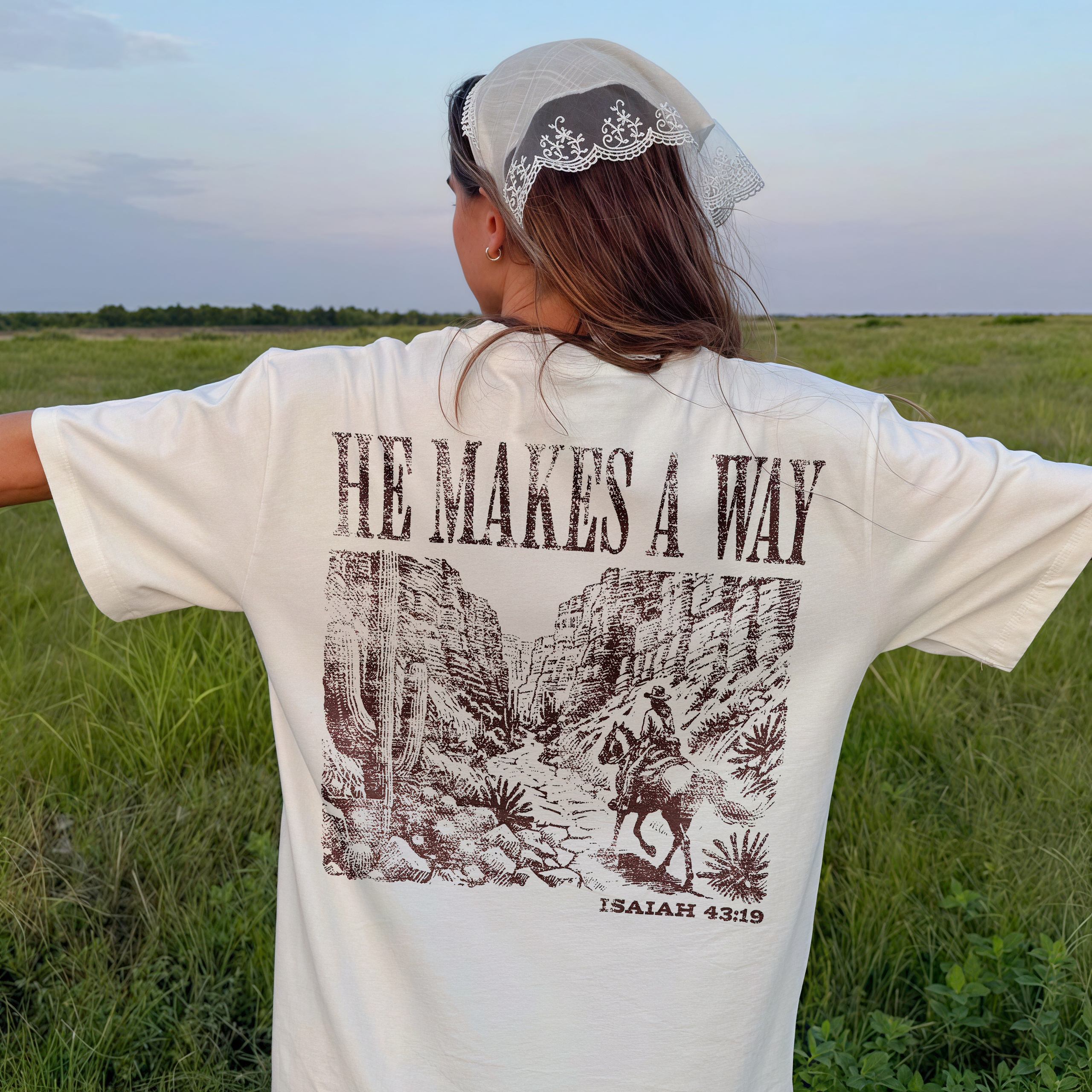 He Makes A Way Isaiah 43:19 Western Landscape Print Printed Women's T-shirt