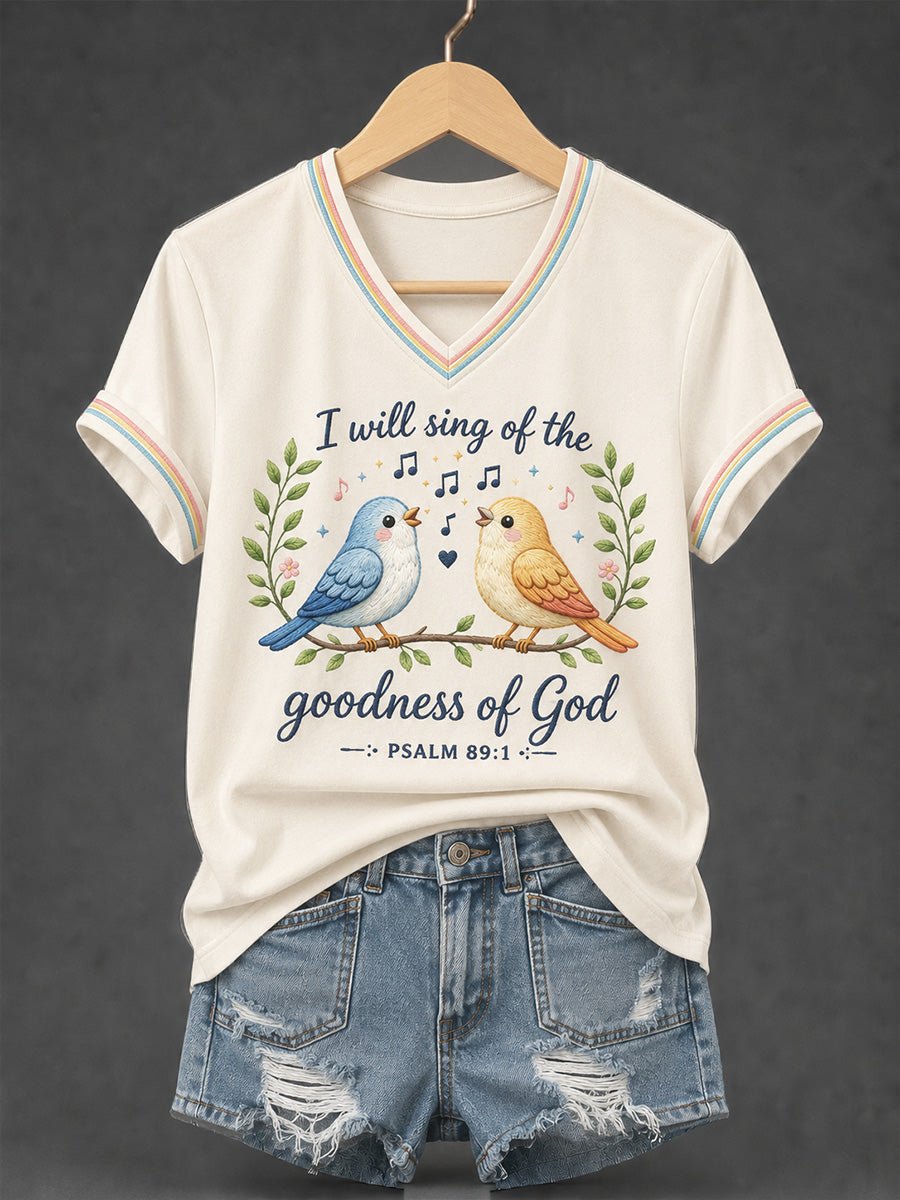 Classic I Will Sing Of The Goodness Of God Psalm 89:1 Christian Bird Short-Sleeved Shirt