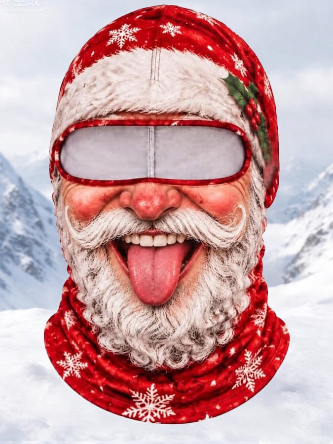 Men's Outdoor Warm, Quirky Christmas-Themed Balaclava with Emoticons