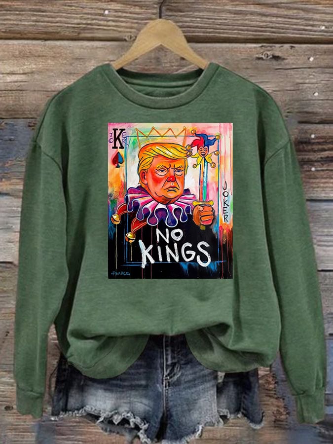 Women's No Kings In America Print Casual Sweatshirt