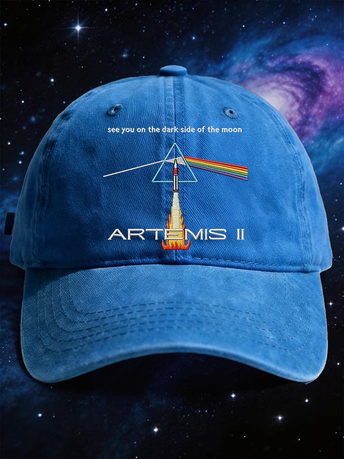 Retro Artemis II See You On The Dark Side Of The Moon Print Baseball Cap