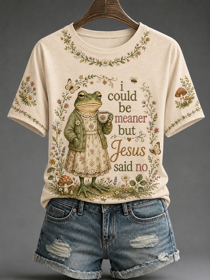 Women's Casual Crew-Neck T-Shirt with "Faith" Print