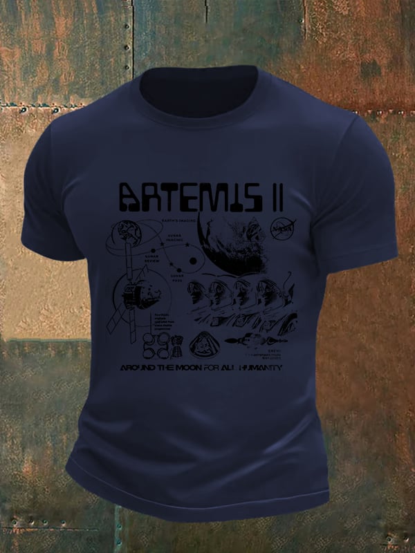 Men's Lunar Landing Character Print T-Shirt