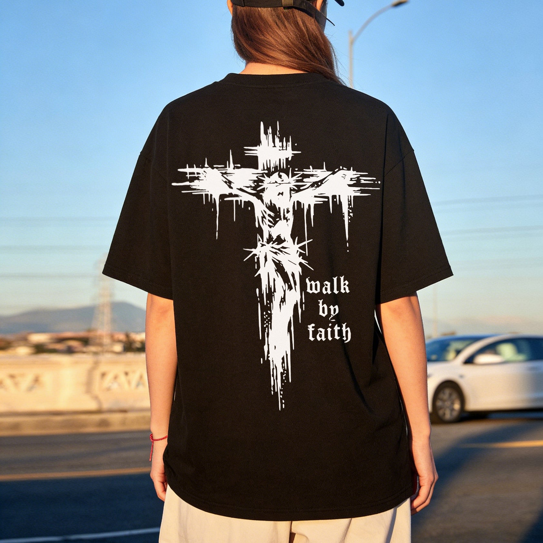 Walk By Faith Cross Printed Women's T-shirt