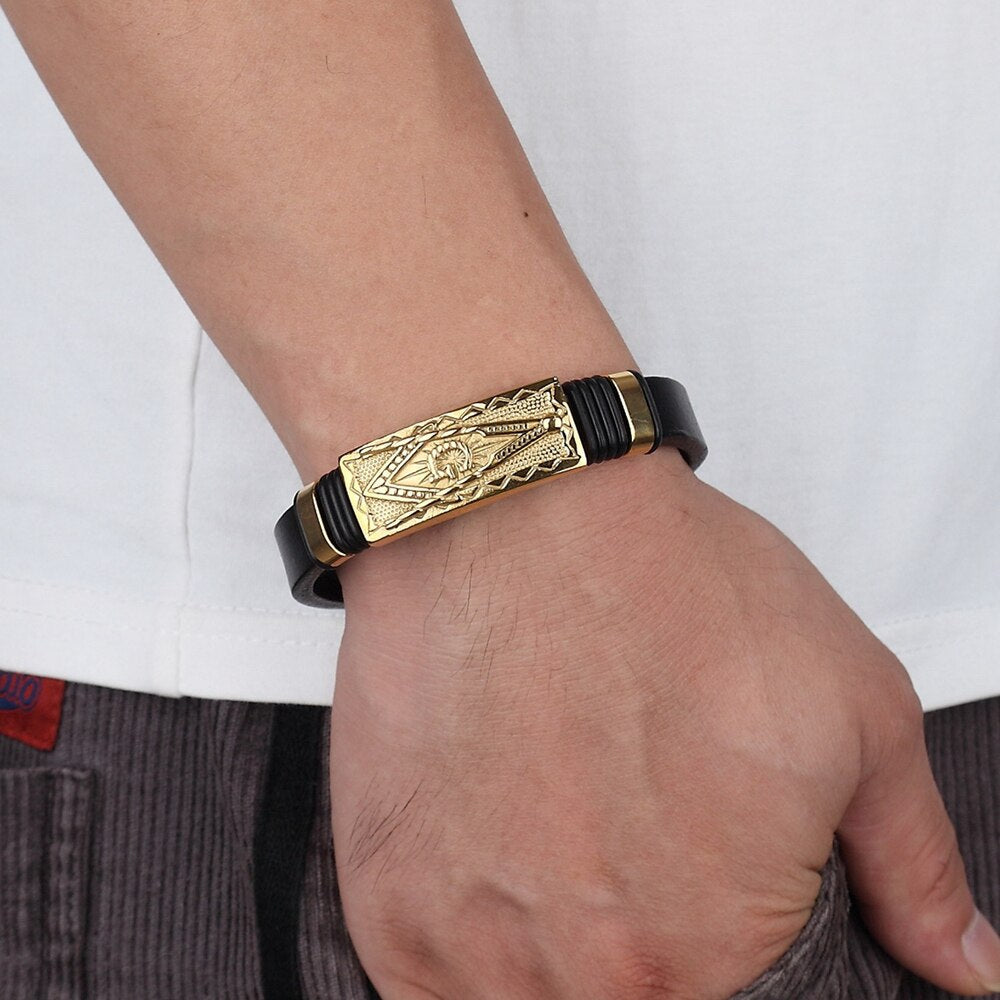 Genuine Leather Bracelet Gold