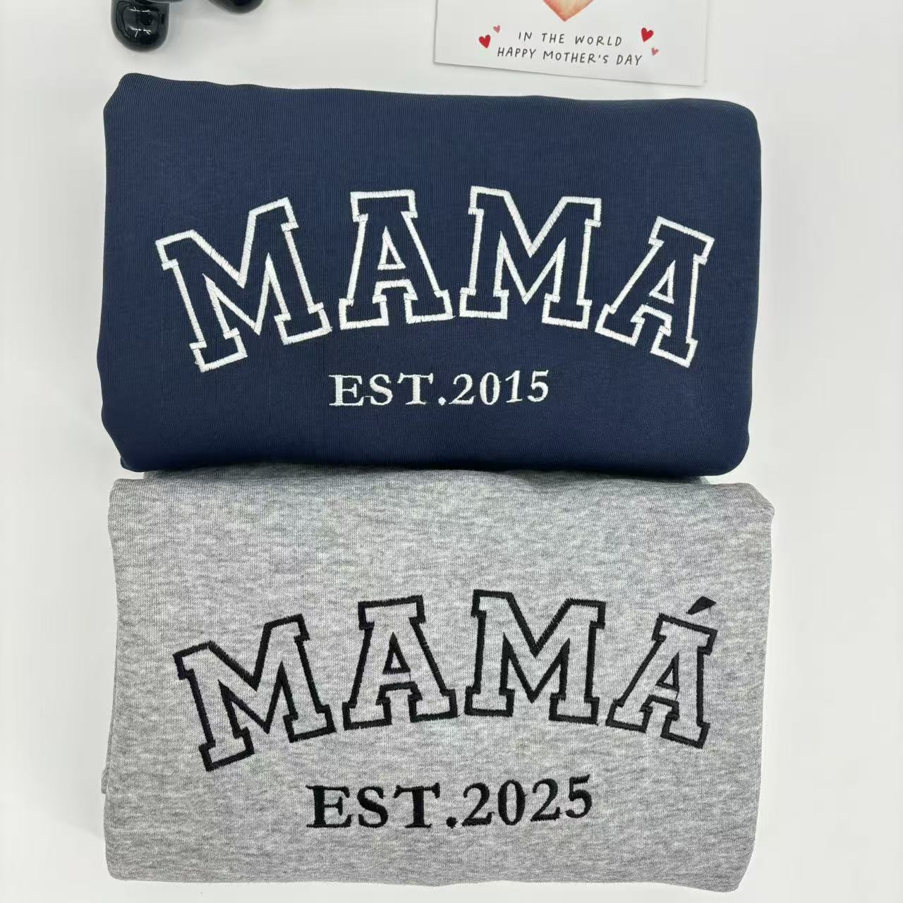 Personalized Mama Embroidered Sweatshirt With Date& Name