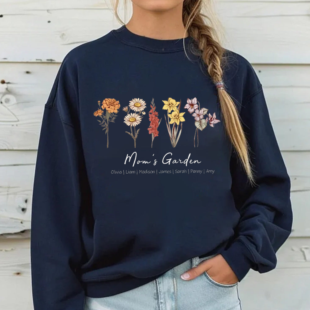 Best Gift for Mama/Grandma, Birthday Flowers Family Bouquet Personalized Sweatshirt,Family Gift,Mom's Graden, Grandma's Garden.