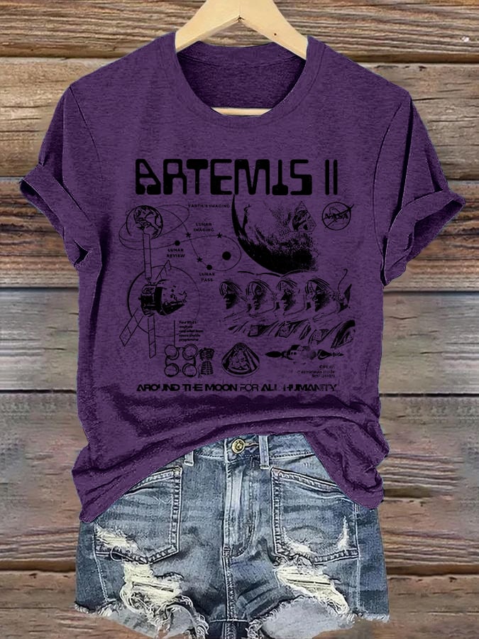 Women's Lunar Landing Character Print T-Shirt
