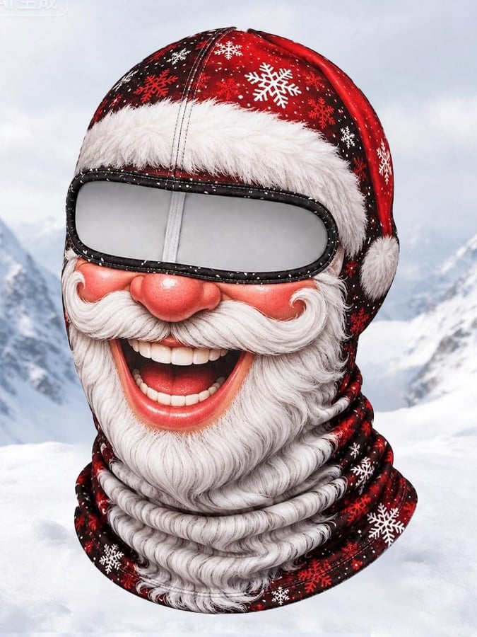 Men's Outdoor Warm, Quirky Christmas-Themed Balaclava with Emoticons