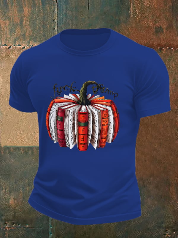 Men's Fall Book Pumpkin DTF transfer - FDT, Fall Aesthetic print T-Shirt