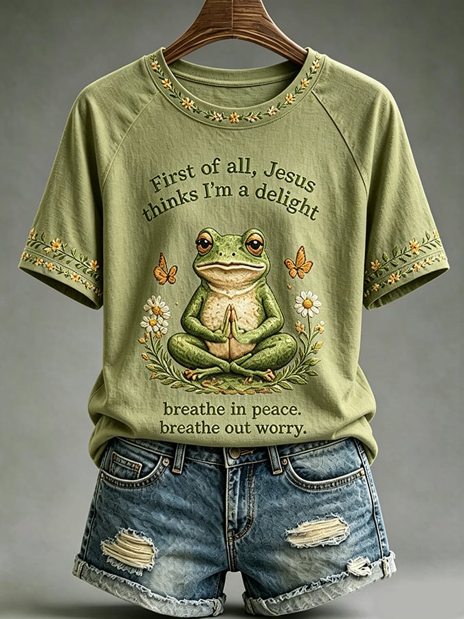 Women'S Casual Short-Sleeve T-Shirt With Faith & Mental Health Print