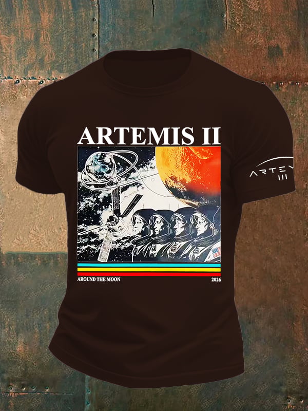Men's Lunar Landing Character Print T-Shirt