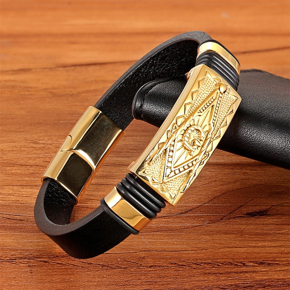 Genuine Leather Bracelet Gold