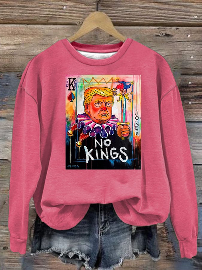 Women's No Kings In America Print Casual Sweatshirt