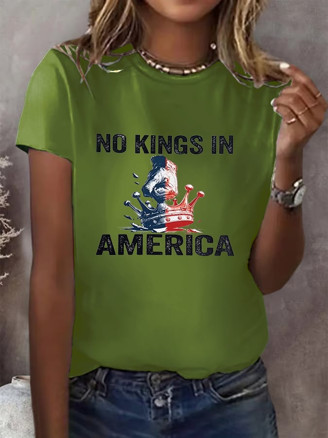 No Kings In America Print T-shirt