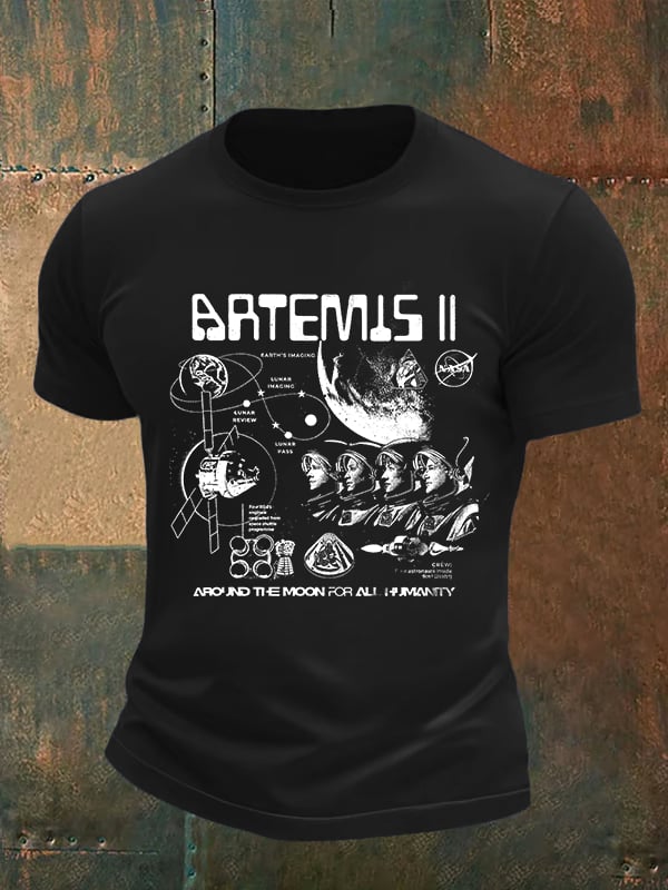Men's Lunar Landing Character Print T-Shirt