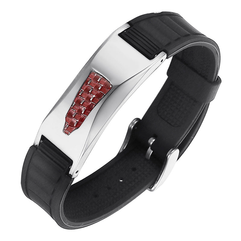 Energy elements stainless steel curved brand silicone bracelet titanium bracelet