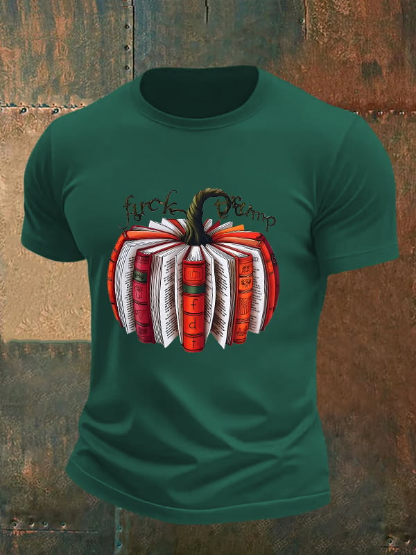 Men's Fall Book Pumpkin DTF transfer - FDT, Fall Aesthetic print T-Shirt
