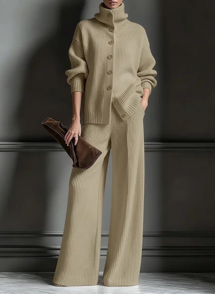 Women's Cozy Cardigan Sweater and Pants Two-Piece Set