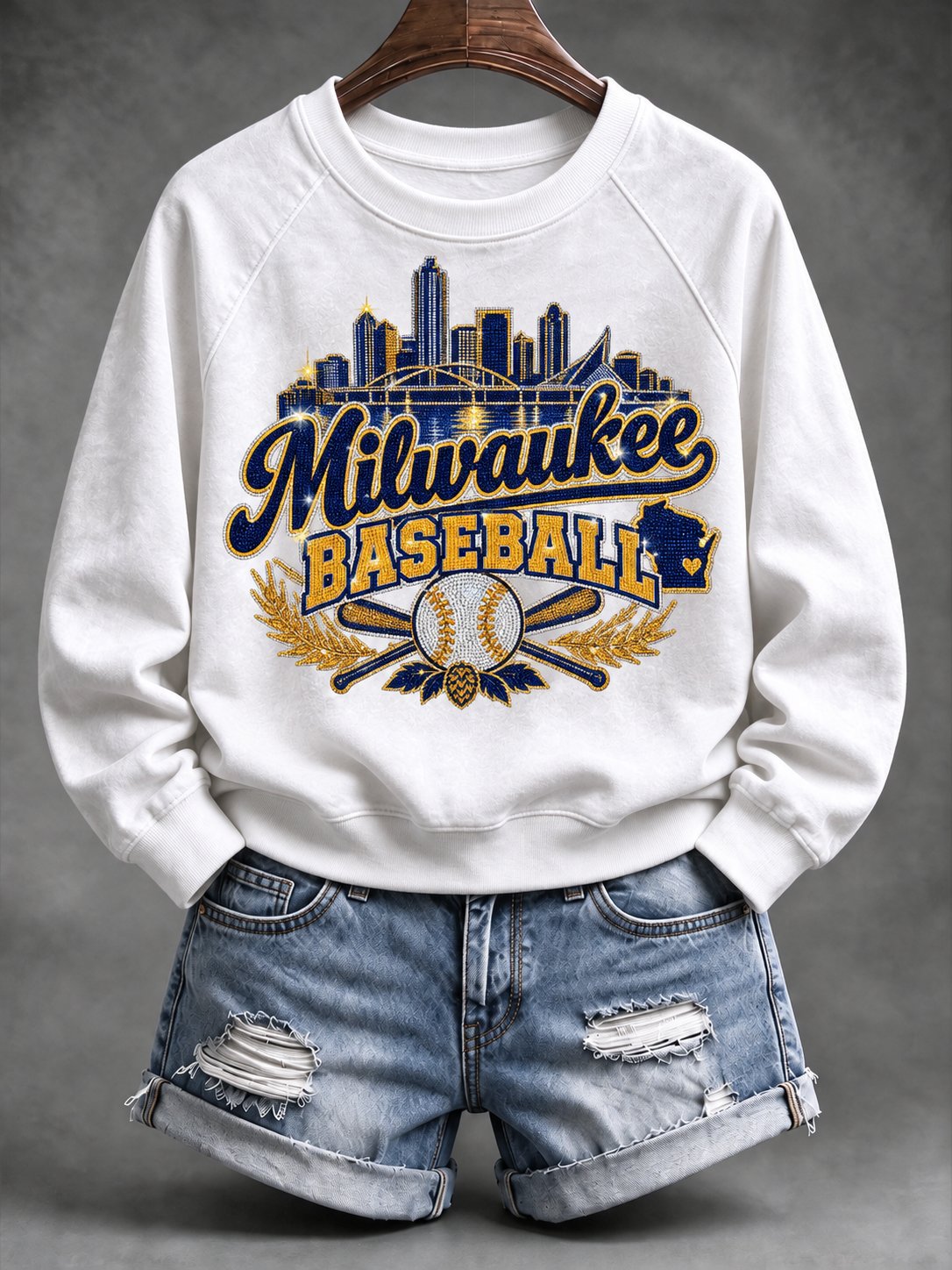 Women's Baseball Print Sweatshirt