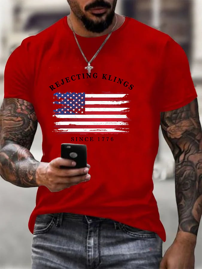 Men's Casual Rejecting Kings Printed T-shirt