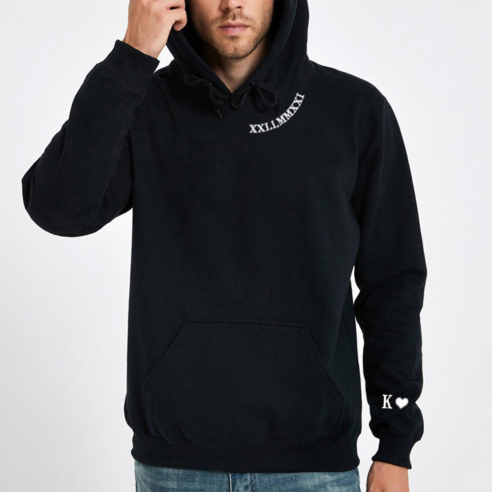 Personalized Sweatshirt Embroidered Roman Numeral Date and Initial Unique Gift for Anniversary