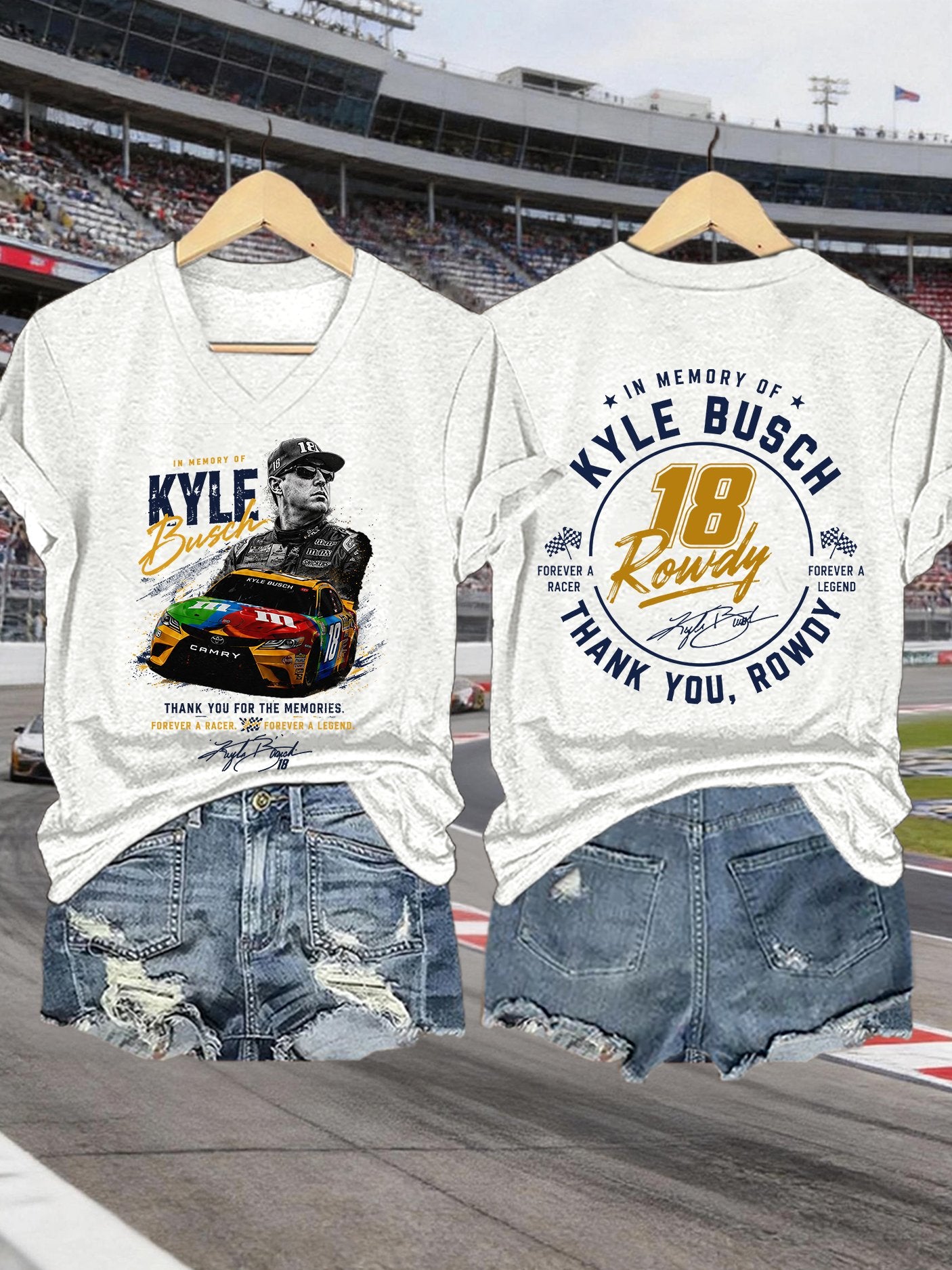 Women's Racing Legend Memorial Print Casual T-shirt