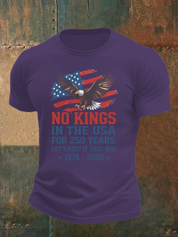 Men's No Kings USA Patriotic Tee ,250 Years of Democracy printed T-shirt