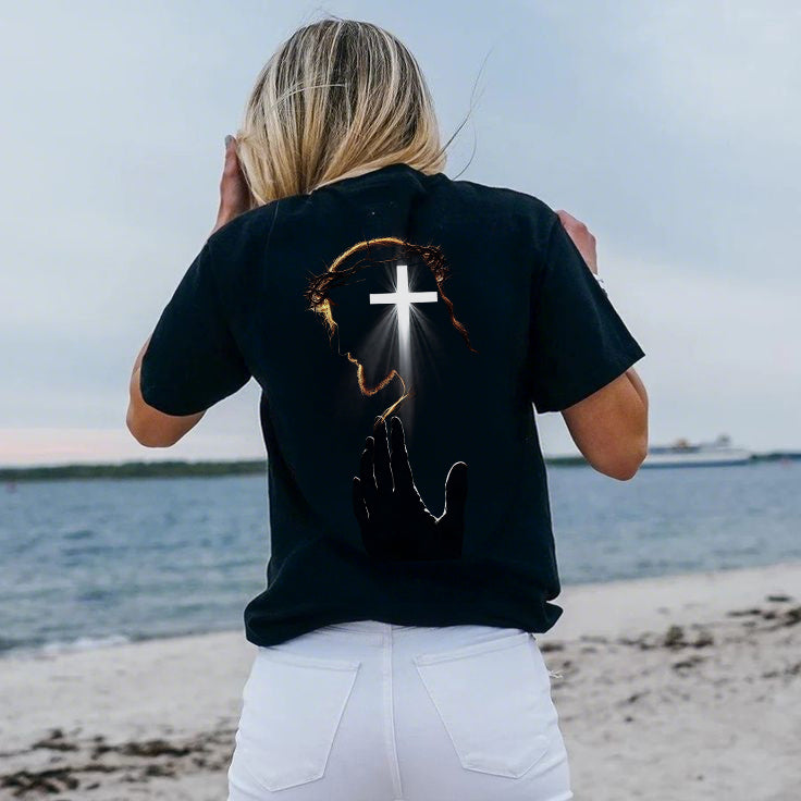 Divine Cross Silhouette Printed Women's T-shirt