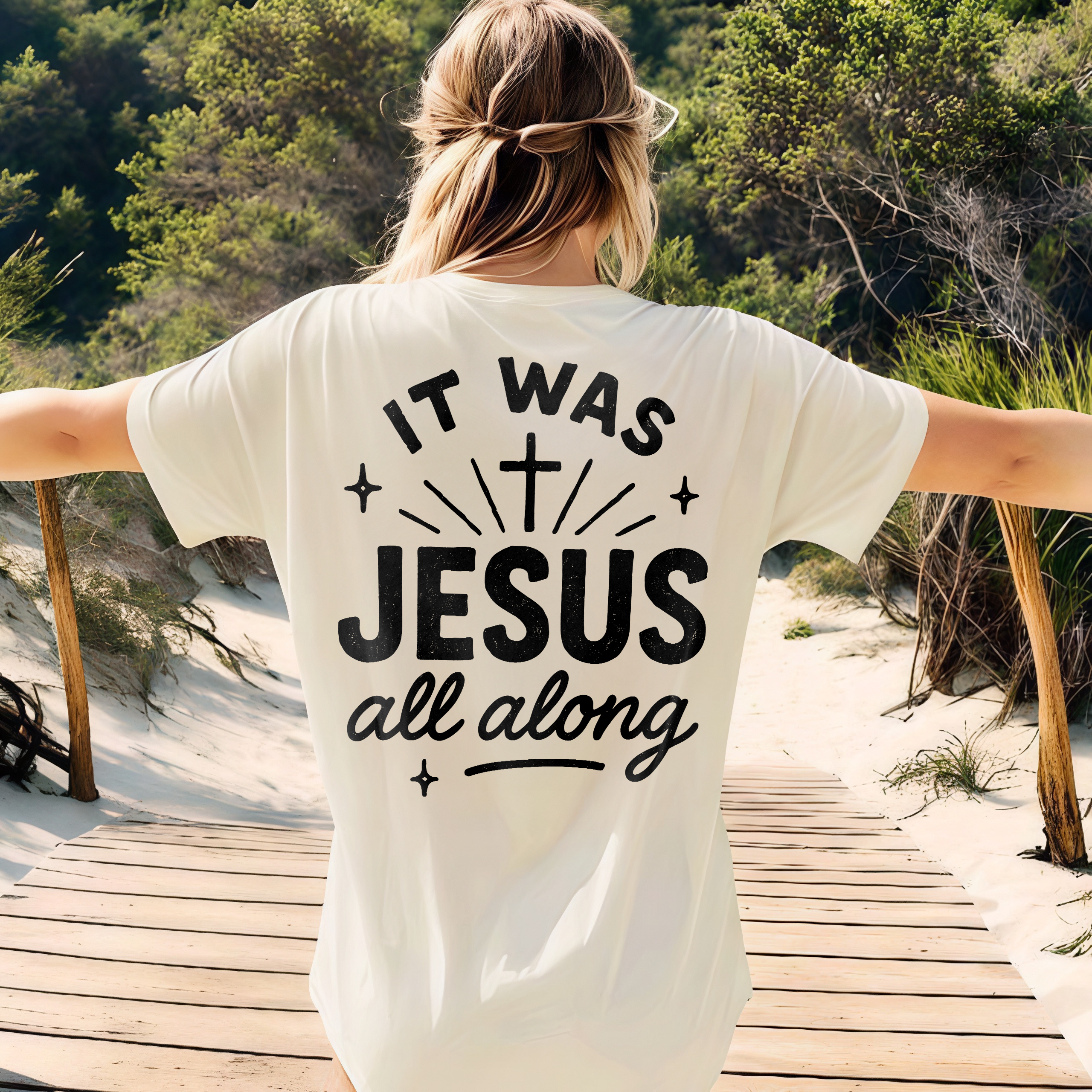 It Was Jesus All Along Printed Women's T-shirt